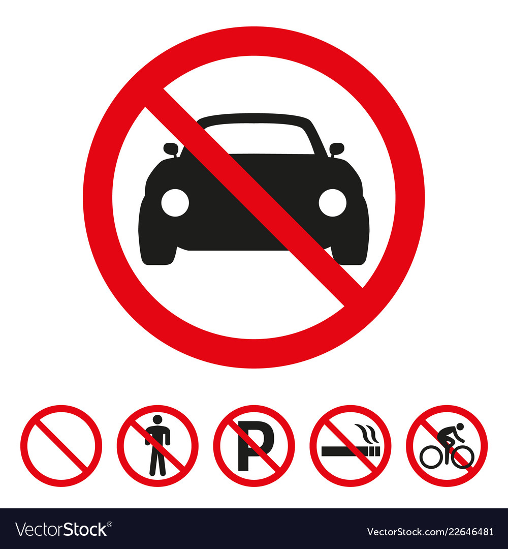 No cars sign on white background Royalty Free Vector Image