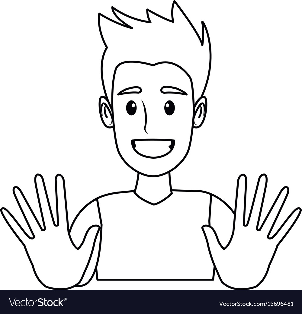 portrait funny guy cartoon young people profile Stock Vector Image