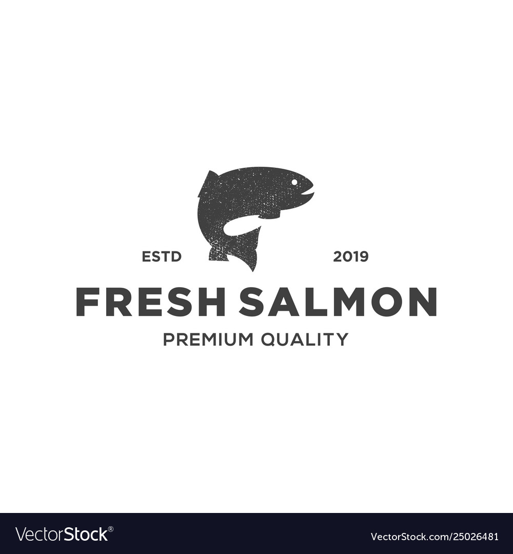 Salmon fish logo seafood label badge vector image