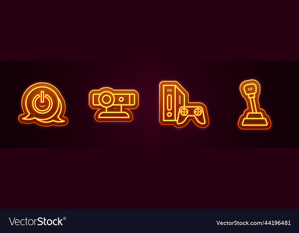 Set line power button web camera game console vector image Set line power button web camera game console