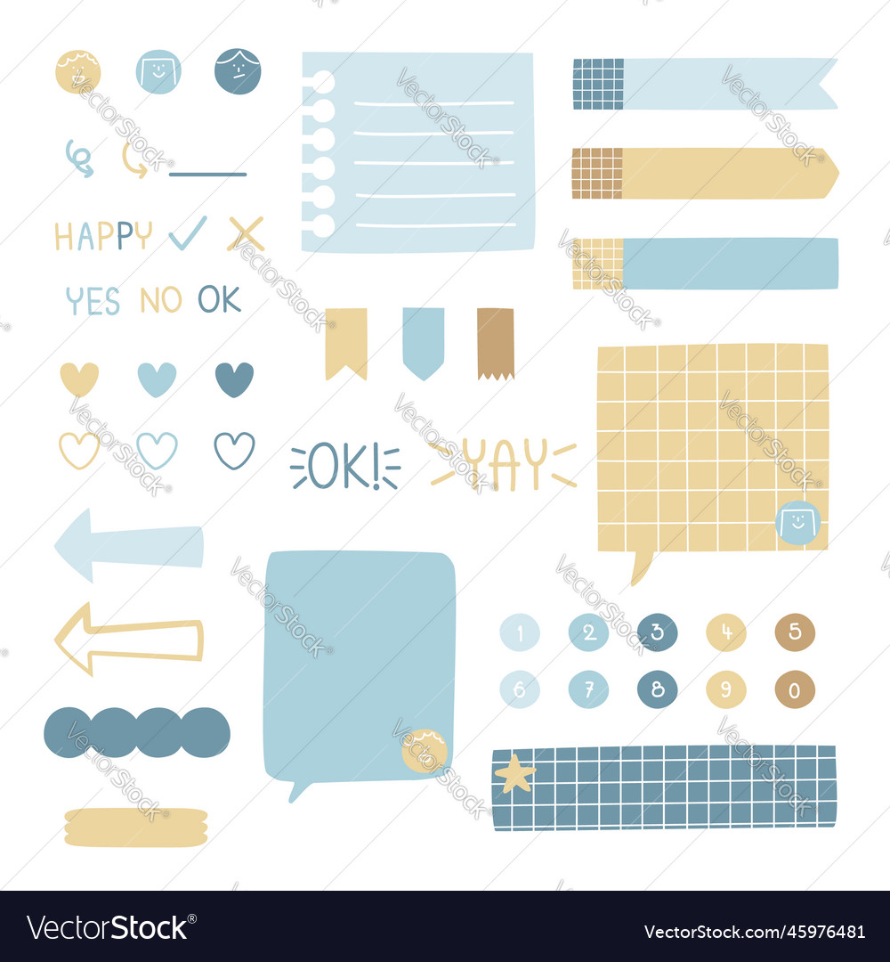 Set of text box planner reminder with icon
