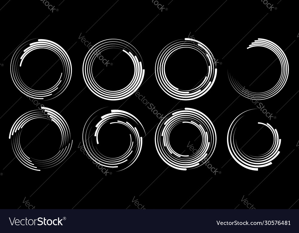 Set white curvy lines in circle form
