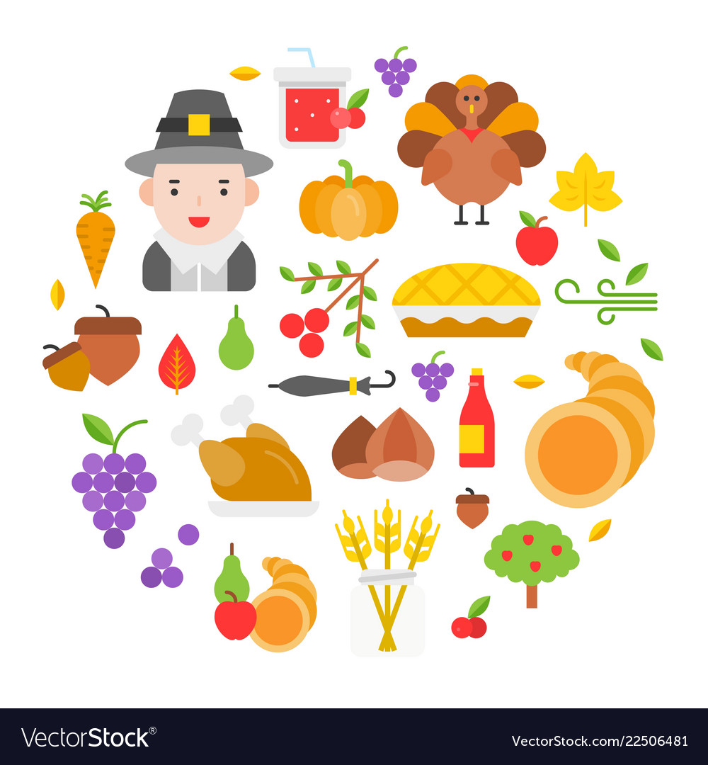 Thanksgiving icon arrange as circle shape for use vector image Thanksgiving icon arrange as circle shape for use