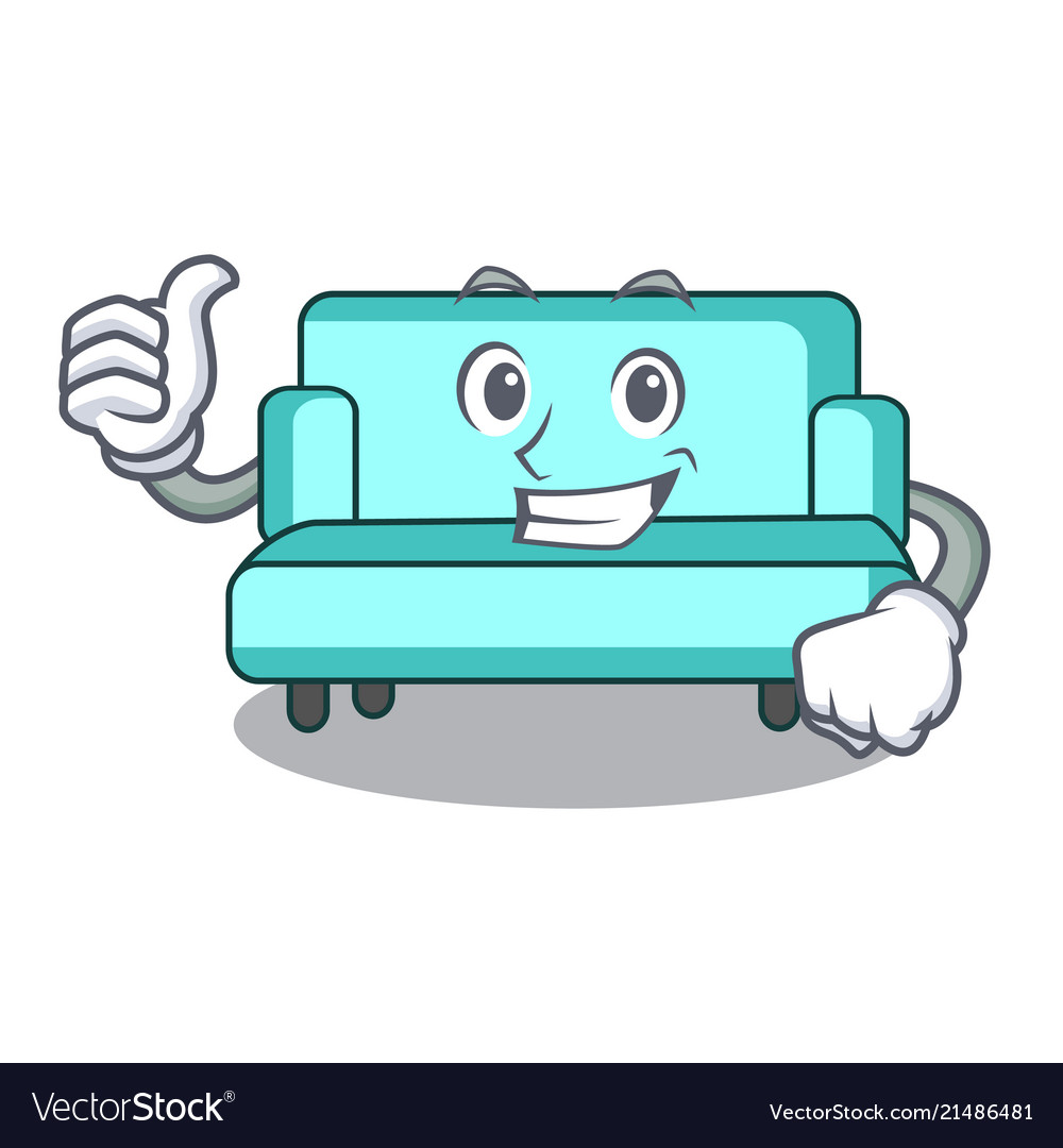 Thumbs up sofa character cartoon style Royalty Free Vector