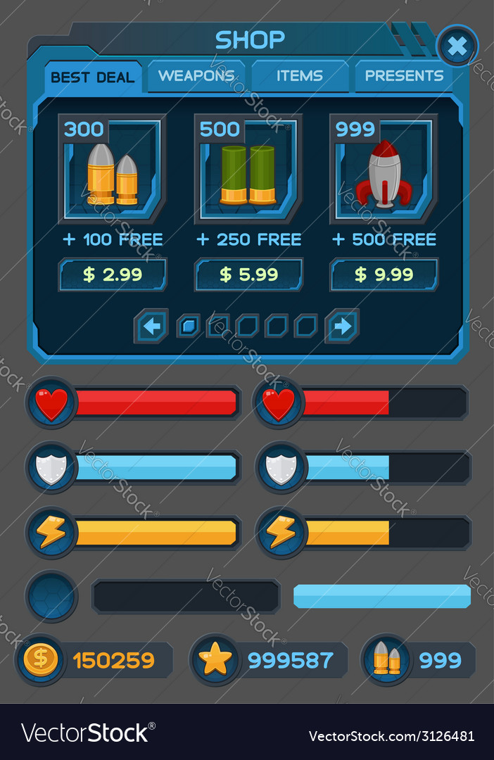 UI Buttons - Space Game Style
