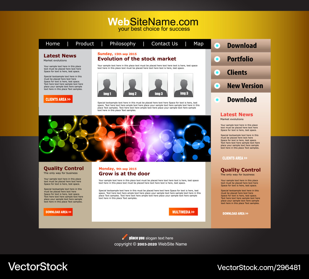 Website template Royalty Free Vector Image - VectorStock
