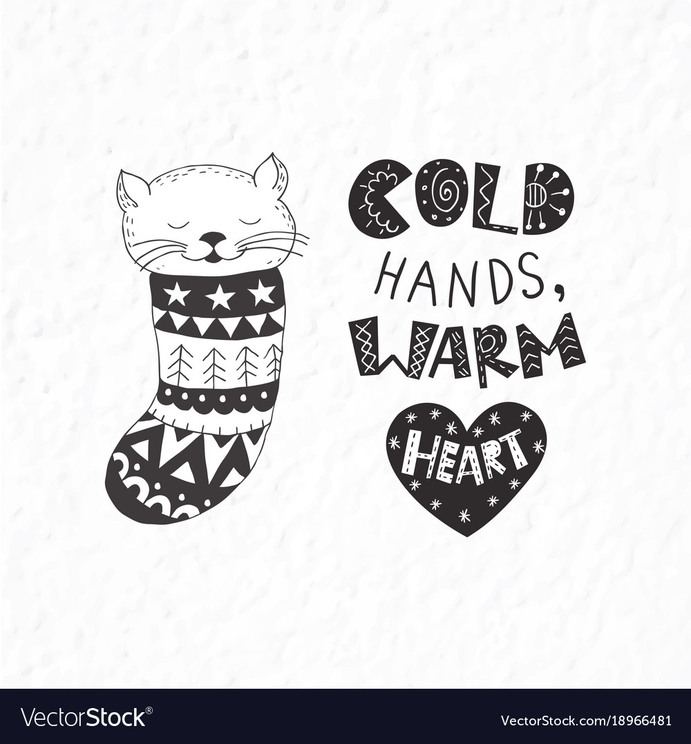 Winter postcard with quotes and phrases funny cat Vector Image Winter postcard with quotes and phrases funny cat Vector Image