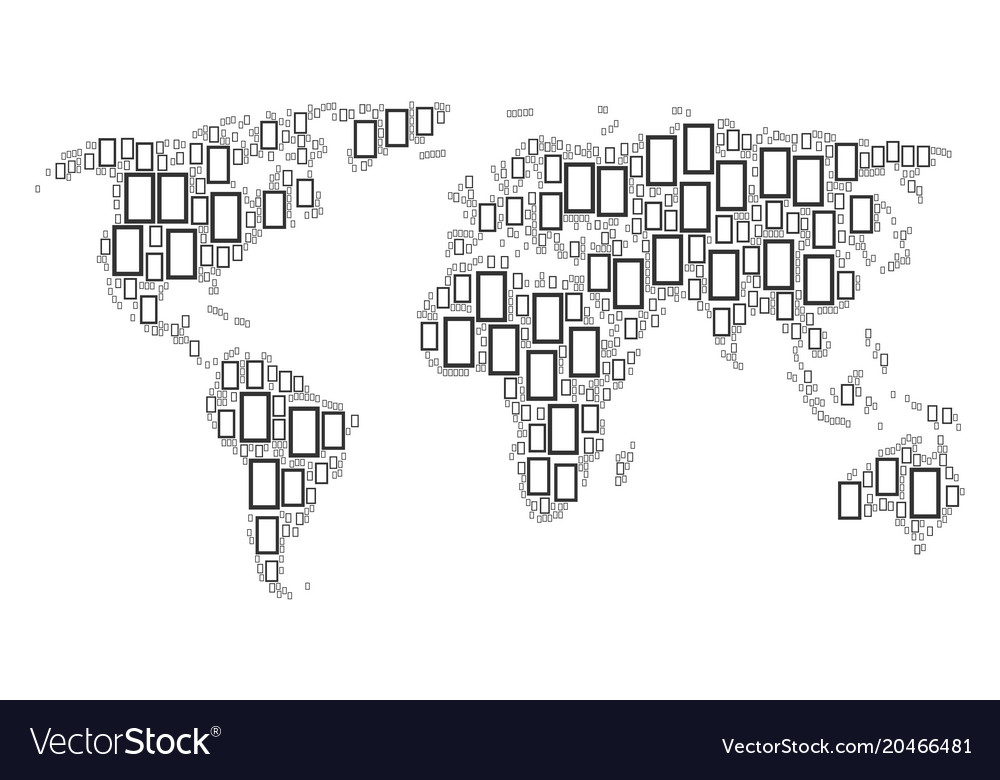 Worldwide map pattern of contour rectangle items