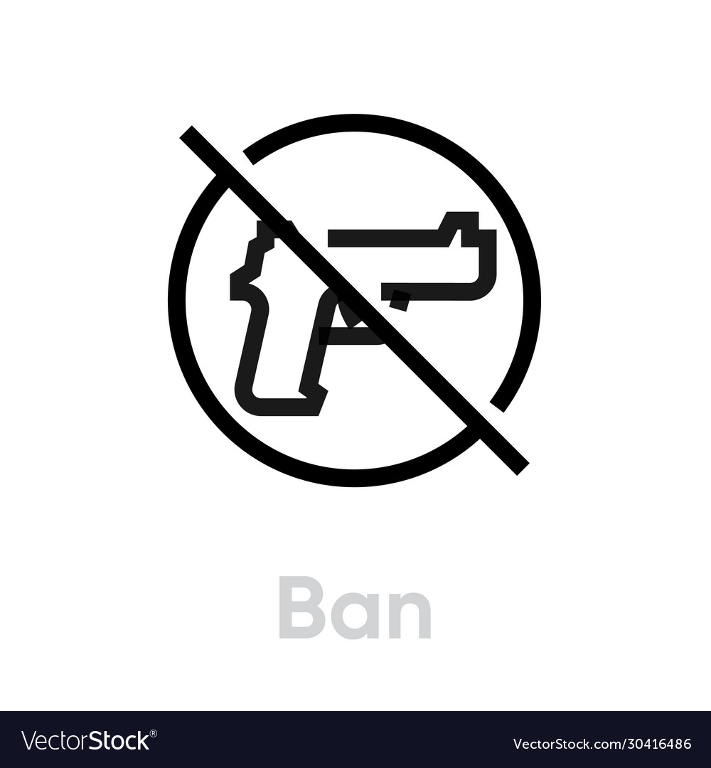 Ban gun shot icon editable line