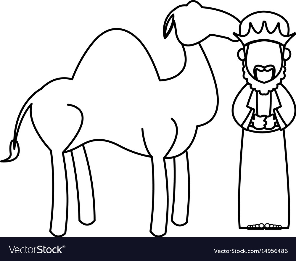 Cartoon weiser König mit Kamel-Manger-Zeichen