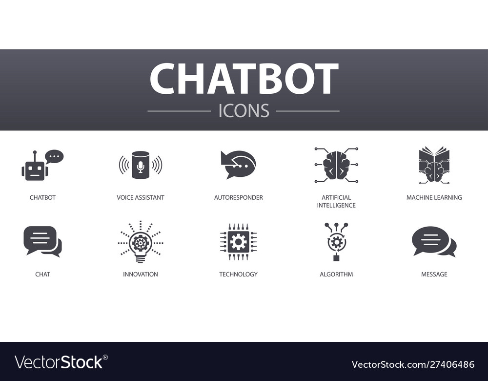 Chatbot simple concept icons set contains