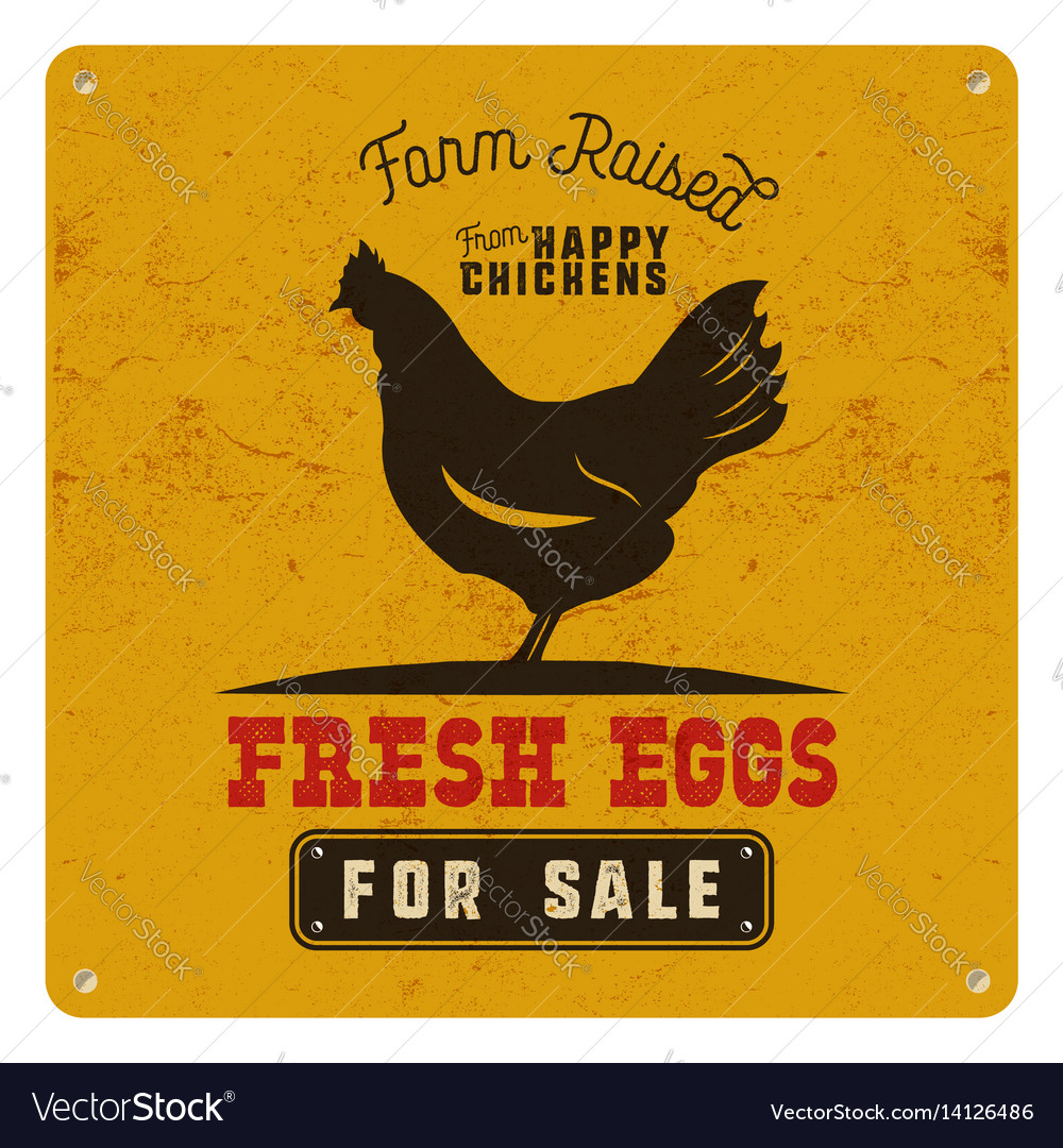 Farm fresh eggs poster card on yellow vintage