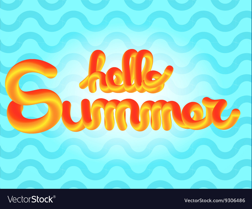 Hello summer enjoy text lettering Royalty Free Vector Image