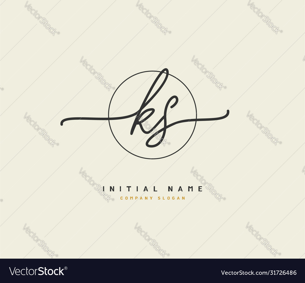 K s ks beauty initial logo handwriting