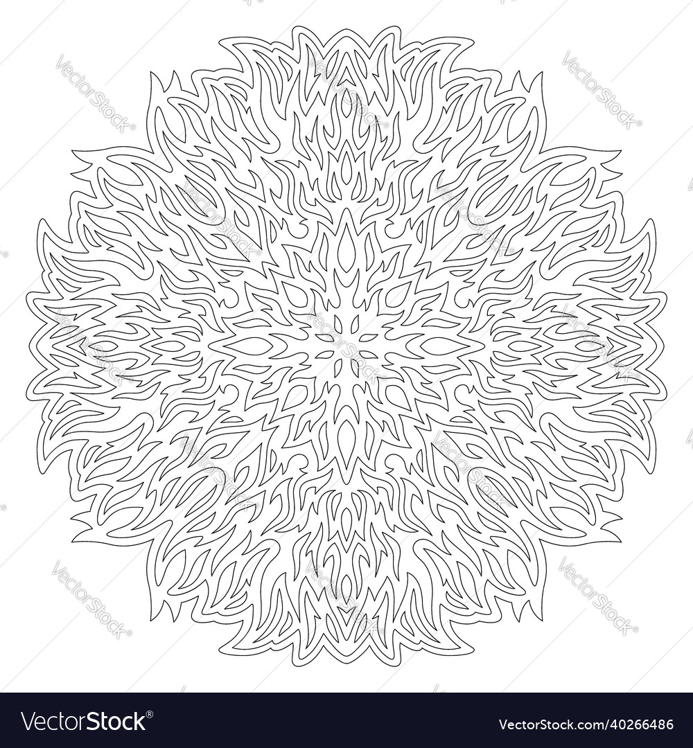Line art for coloring book with flaming pattern
