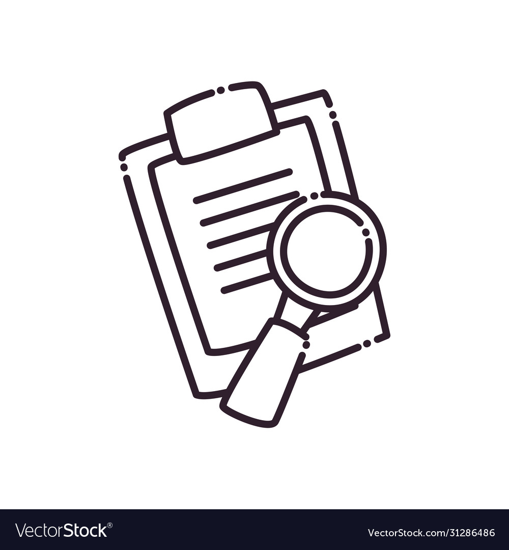 Lupe and document line style icon design vector image Lupe and document line style icon design
