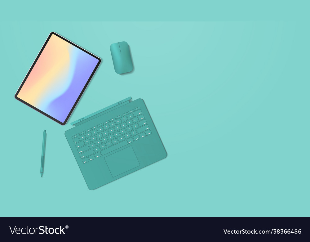 Modern tablet computer with keyboard mouse pen