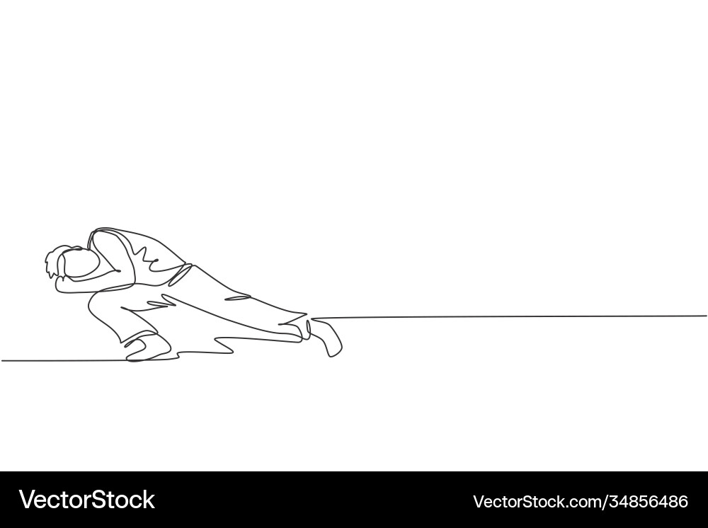 One continuous line drawing young sporty Vector Image