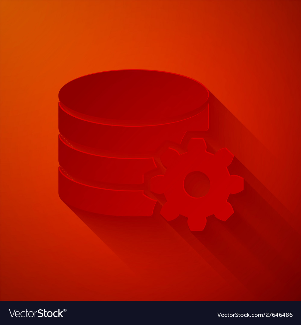 Paper cut setting database server icon isolated