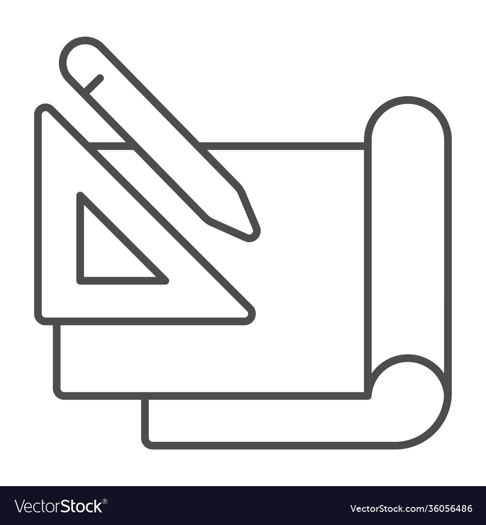 Project sheets and ruler with pencil thin line Vector Image Project sheets and ruler with pencil thin line