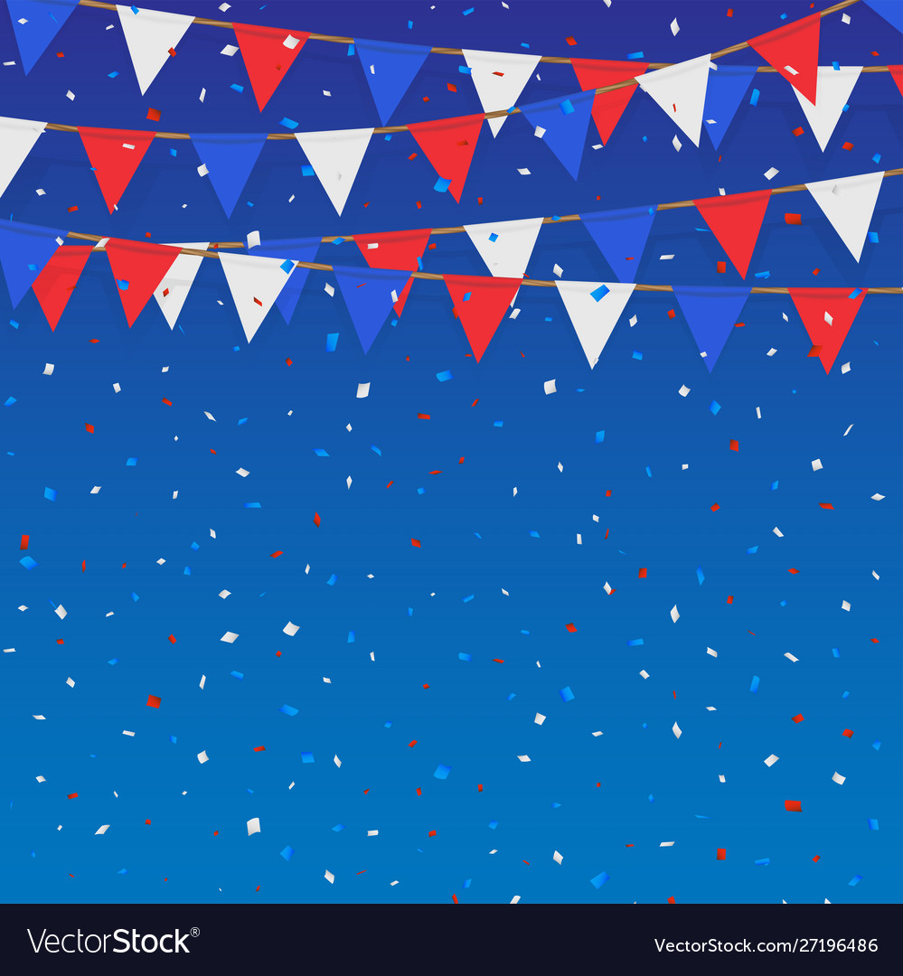 Red blue white flag decorated on background