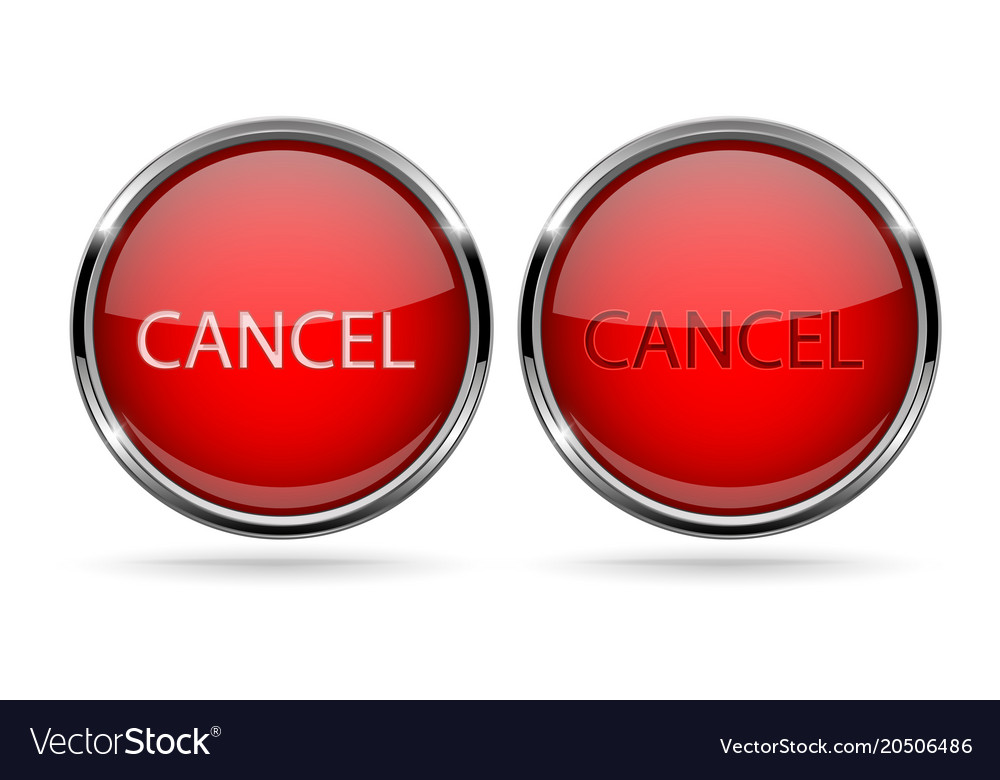 Red Chrome Cancel Buttons - Round Icons