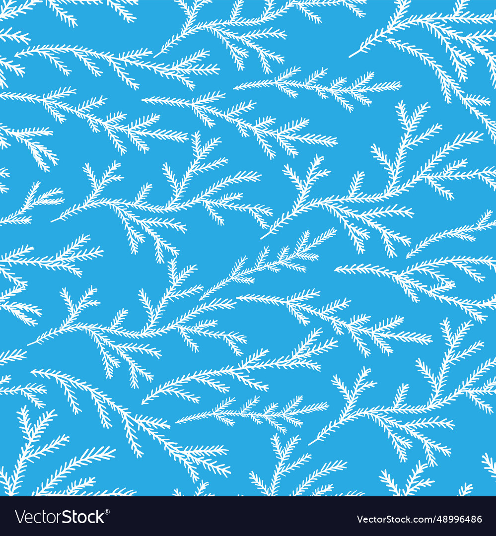 Seamless pattern white branches of fir tree