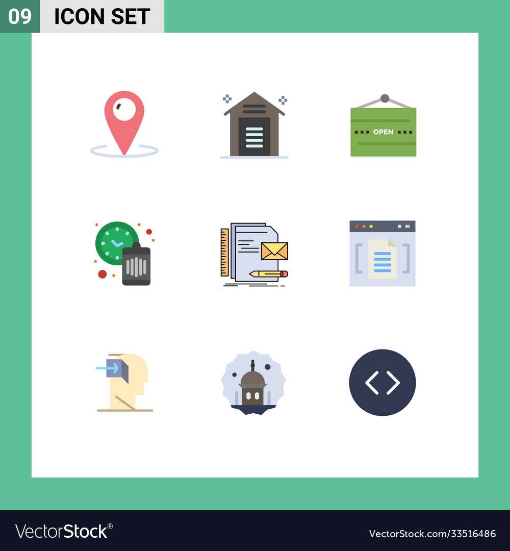 Set 9 modern ui icons symbols signs for time