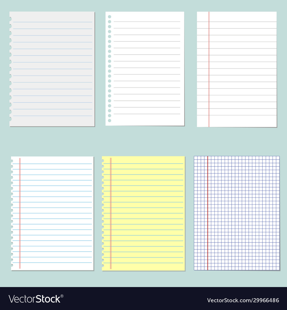 Set different notebook paper vector image Set different notebook paper