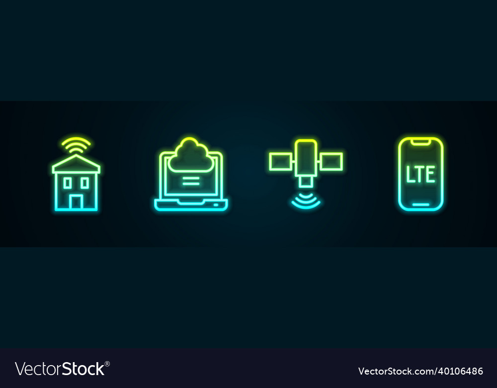 Set line smart home with wi-fi network cloud Vector Image Set line smart home with wi-fi network cloud