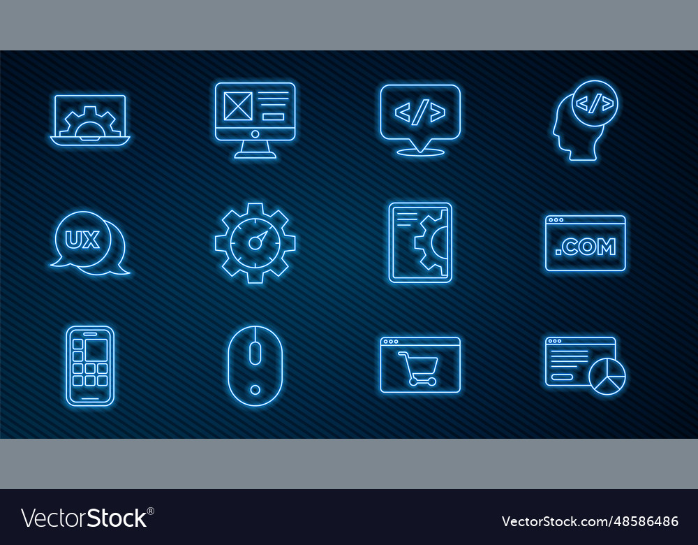 Set line website statistic ui or ux design front vector image Set line website statistic ui or ux design front