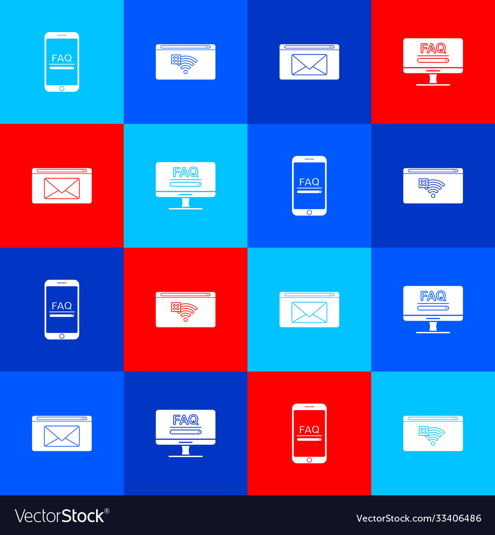 Set mobile with faq information no internet vector image Set mobile with faq information no internet
