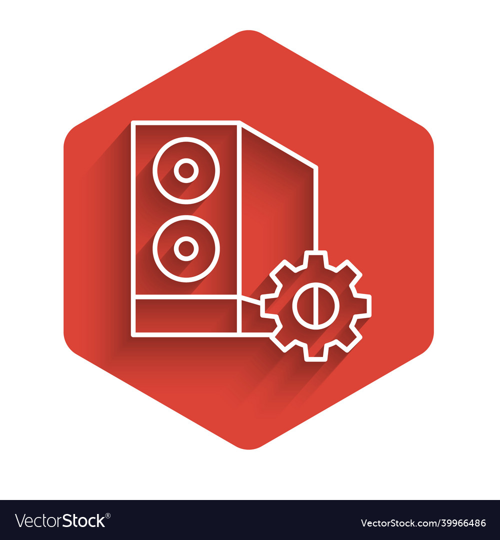 Weiße Linie Fall der Computereinstellung Icon isoliert vector image Weiße Linie Fall der Computereinstellung Icon isoliert