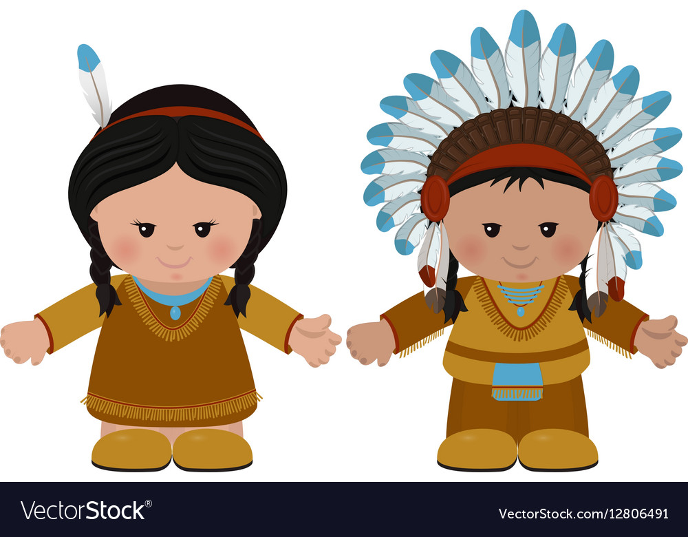 American indians man and woman in national dress