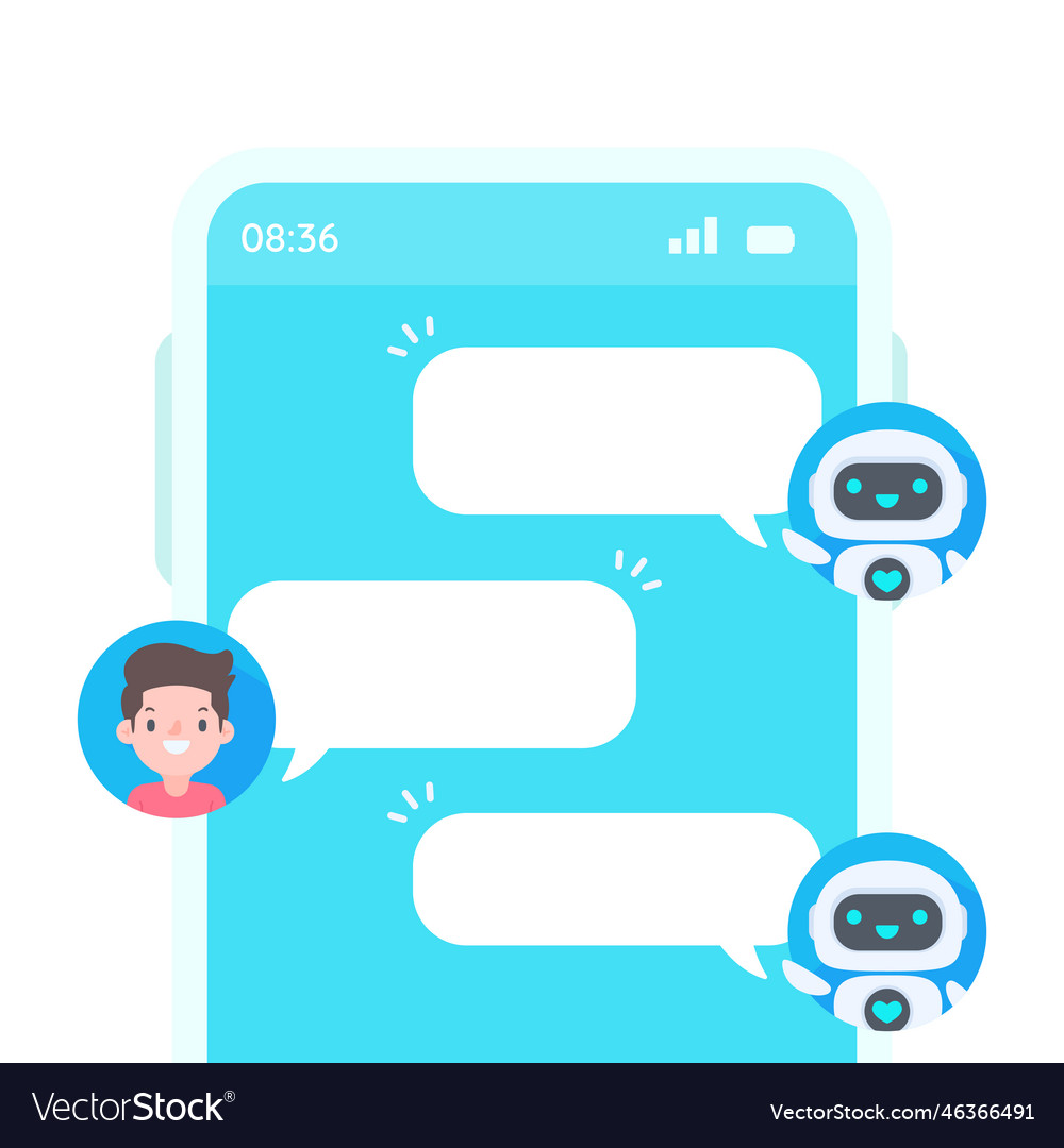 Auto reply system with intelligent robots provide vector image Auto reply system with intelligent robots provide