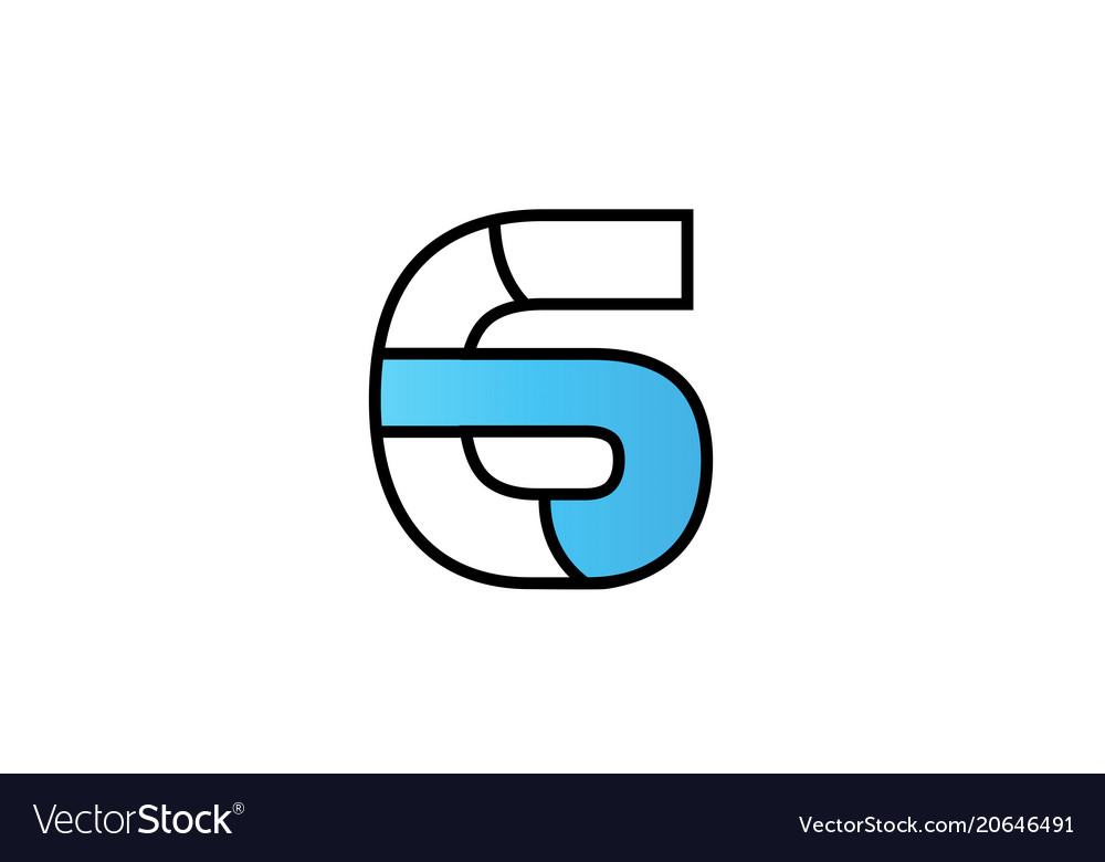 Black blue number 6 logo company icon design