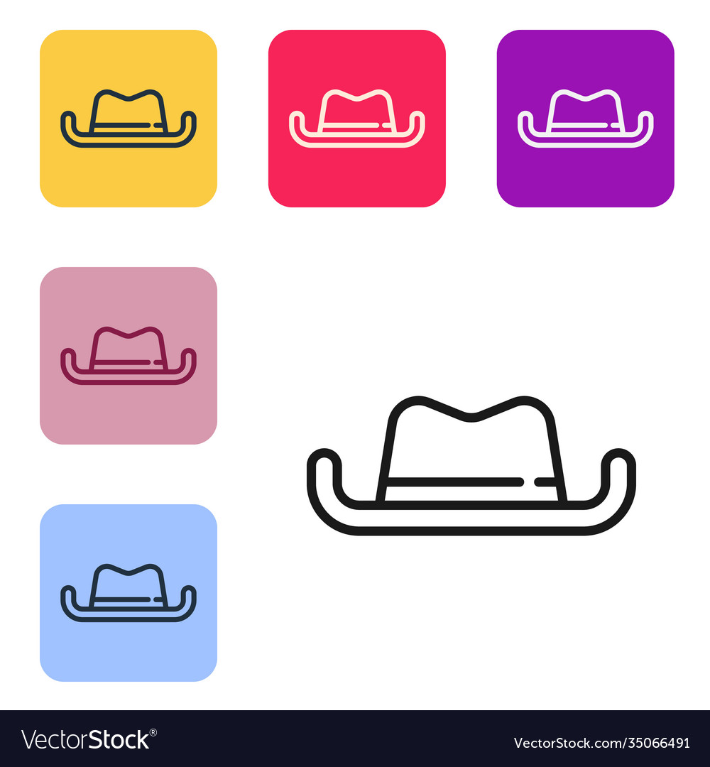 Black line western cowboy hat icon isolated