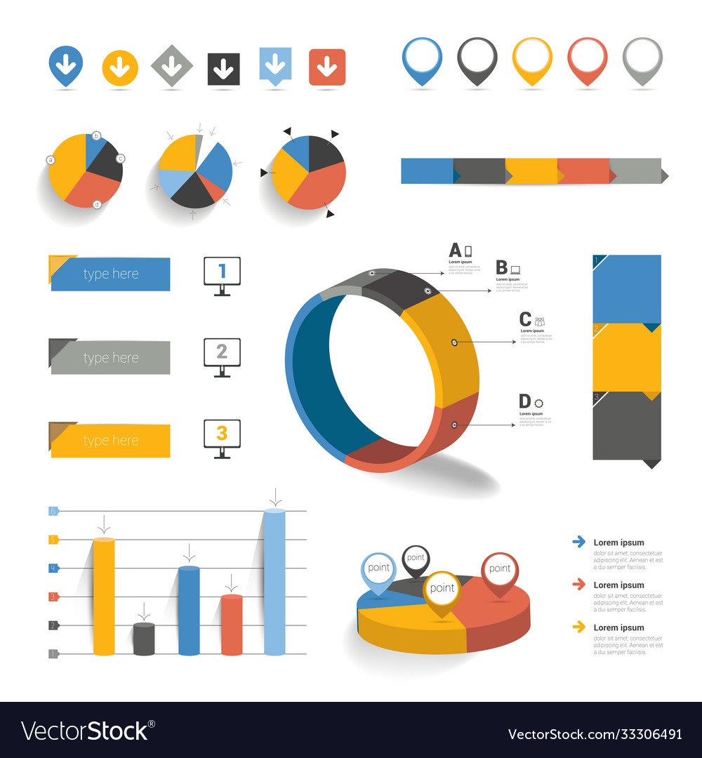 Collection infographics elements colorful set