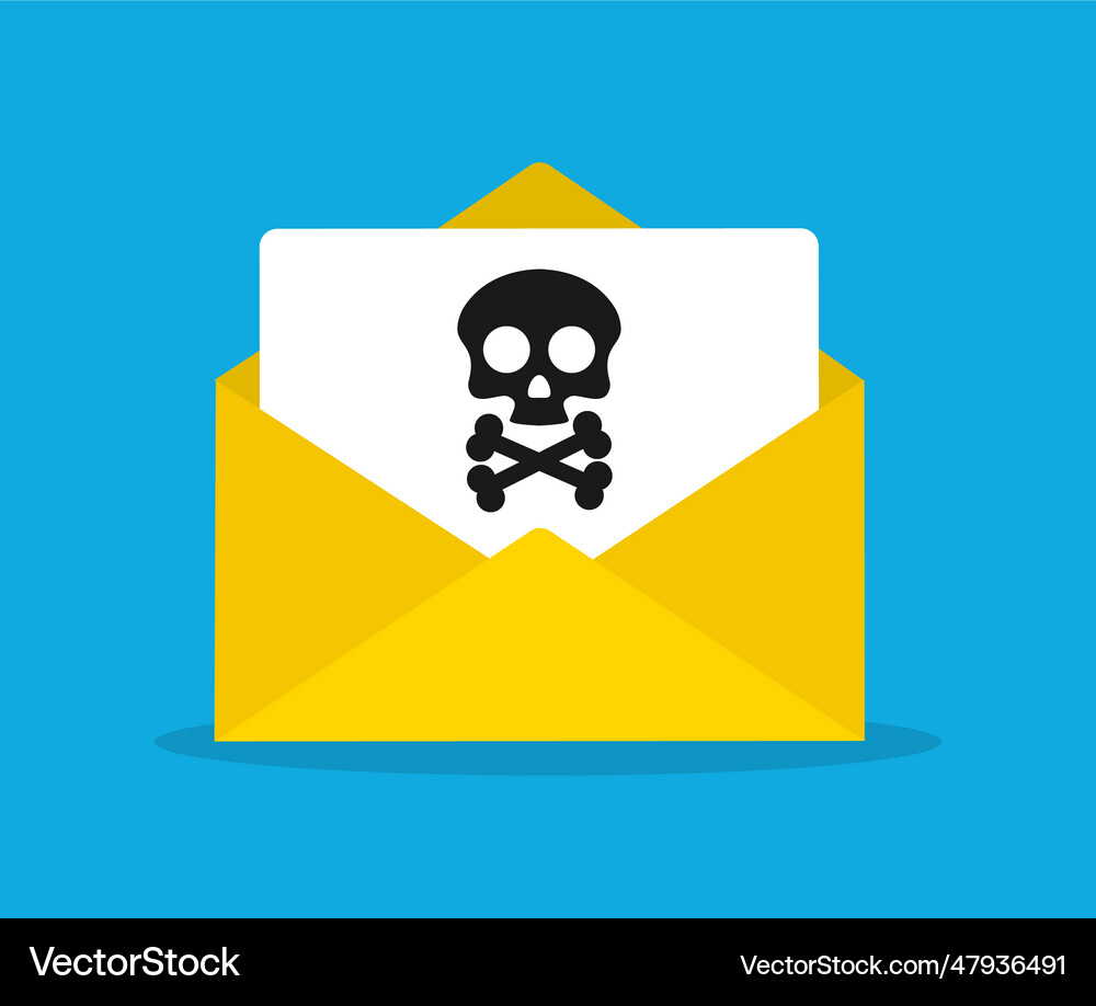 Envelope document and skull icon virus malware Vector Image