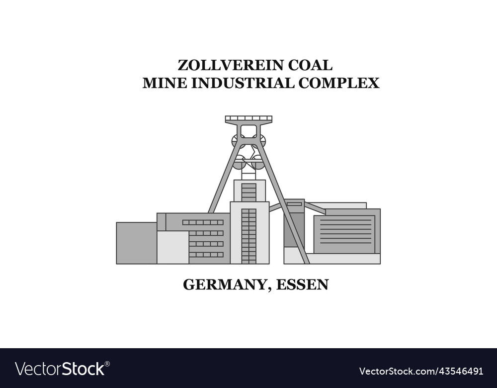 Germany essen zollverein coal mine industrial vector image Germany essen zollverein coal mine industrial