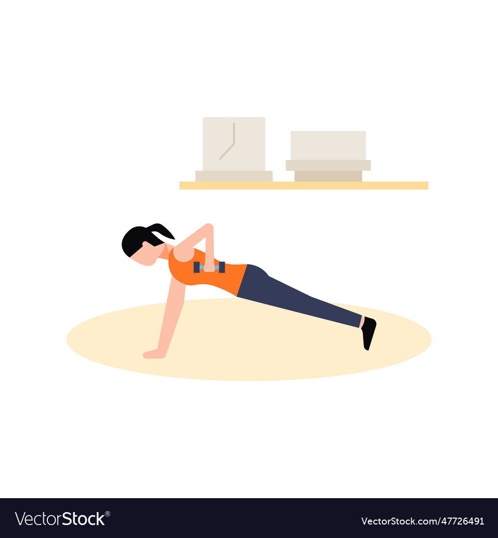 Mädchen machen Push-ups mit einer Hand vector image Mädchen machen Push-ups mit einer Hand