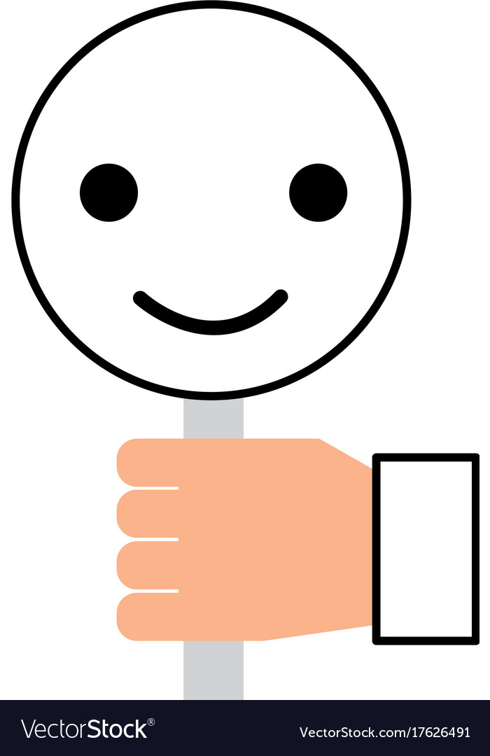 Hand holding placard smiley call center customer