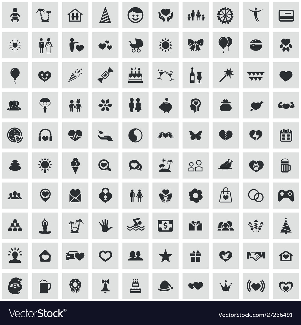 Happiness 100 icons universal set for web and ui