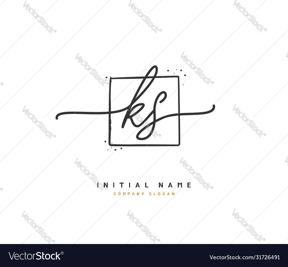 K s ks beauty initial logo handwriting