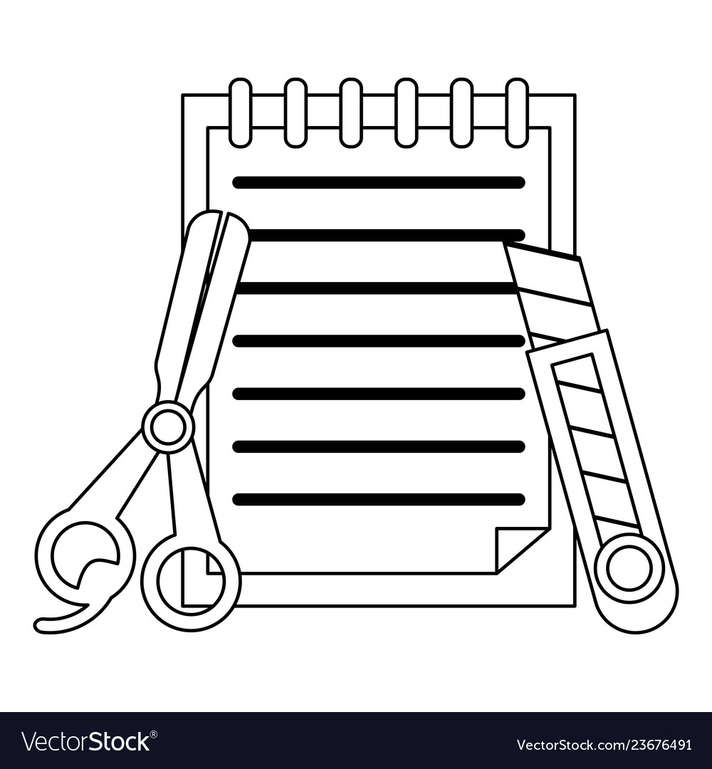 Notes with scissors and scalpel black white Vector Image Notes with scissors and scalpel black white