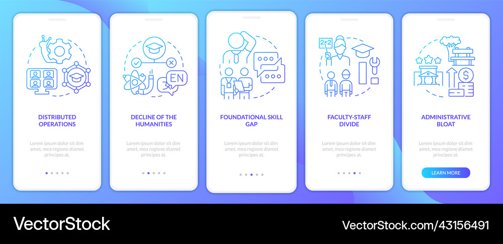 Problems in higher education blue gradient Vector Image