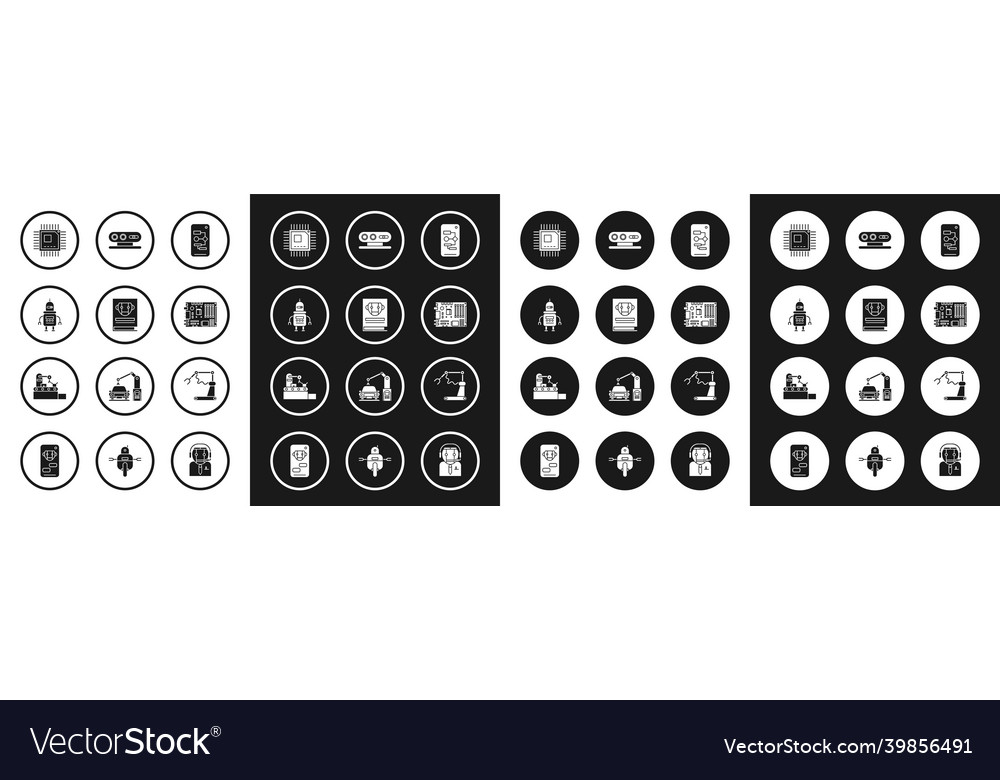 Set algorithm electronic computer components vector image Set algorithm electronic computer components