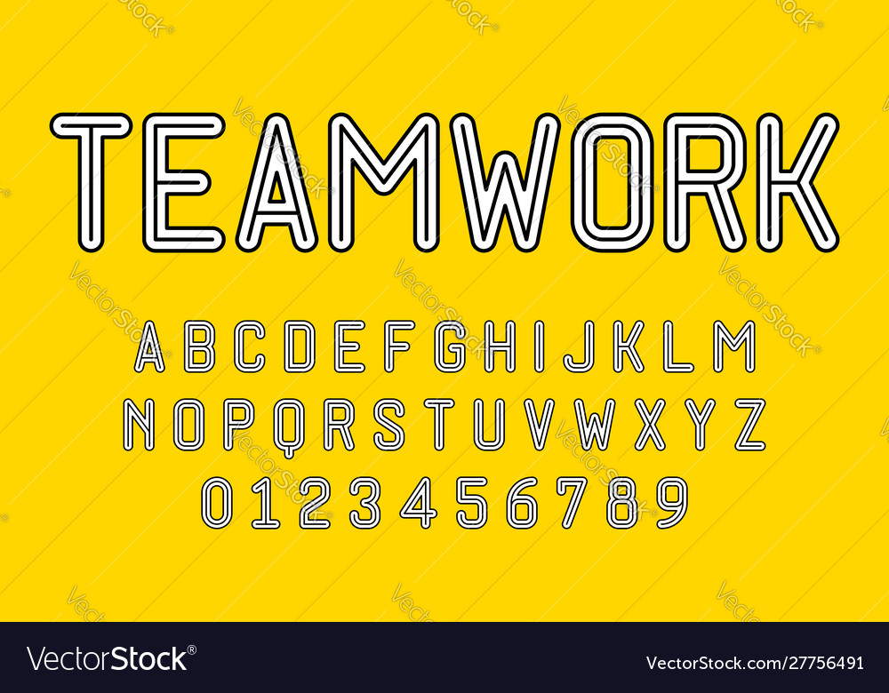 Set alphabets font modern design with lines