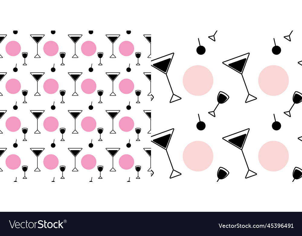 Set of 2 abstract endless patterns from glasses