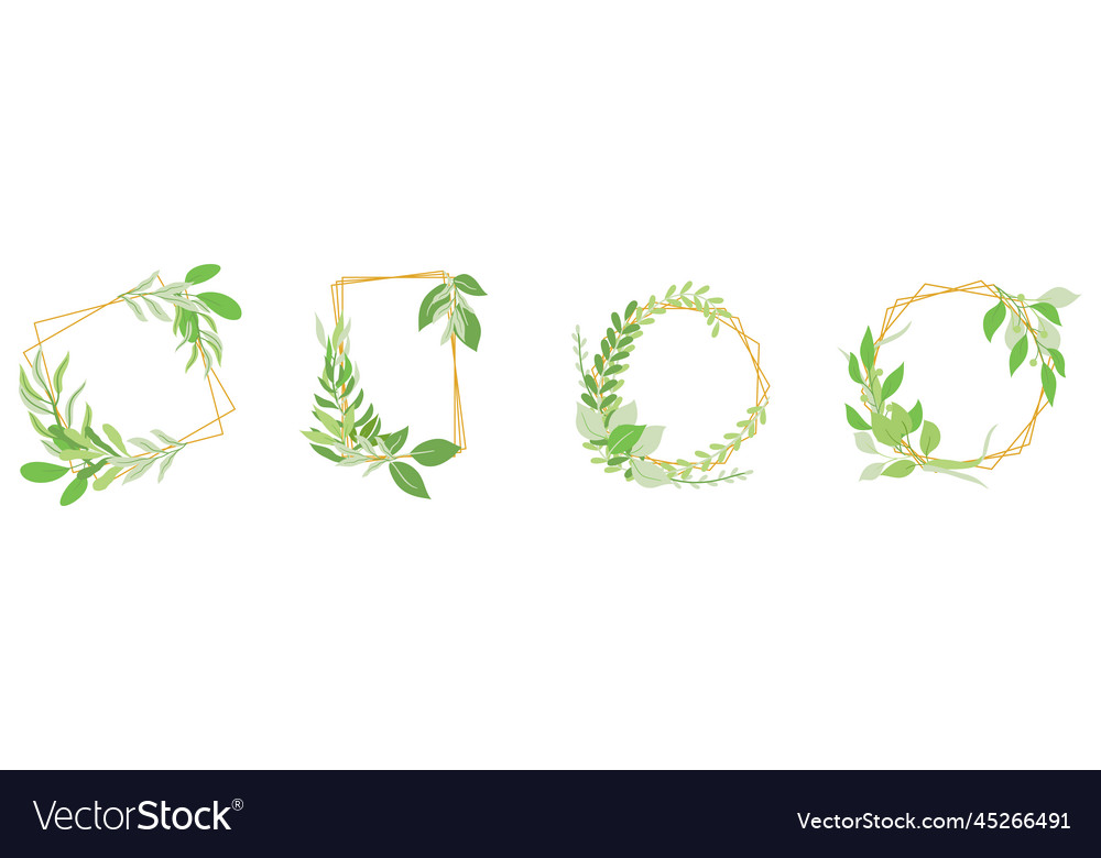 Set of floral frames elegant square rectangular vector image Set of floral frames elegant square rectangular